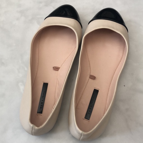 Zara Cream and Black Flats - Picture 2 of 8